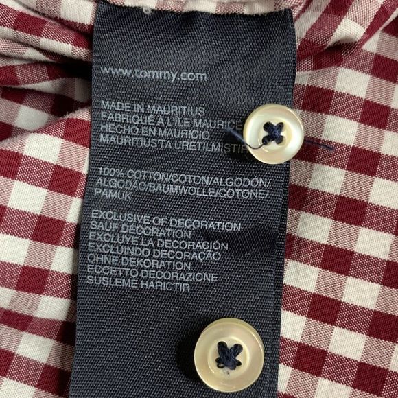 Mens Tommy Hilfiger XL Red Check Oxford Button Up Shirt Classic Fit EUC 3794 - Picture 10 of 10